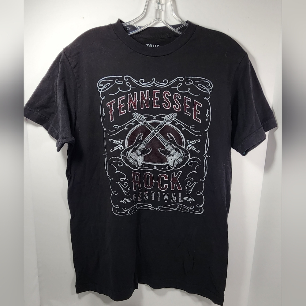 TRU-CRAFT LIVED-IN TEE TENNESSEE ROCK FESTIVAL WOMEN'S T-SHIRT SIZE MED BLACK